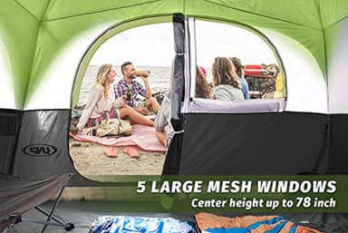 UNP Tents for Camping 6 Person Tent for Family Waterproof Windproof Easy Setup Cabin Tent, Upgraded Ventilation 5 Large Mesh Windows 10'x9'x78inch(H) - Image 6