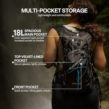 EVERFUN Insulated Hydration Backpack 18L Water Backpack with 2L Bladder, Hydro Pack Daypack with Rain Cover for Women Men Hiking, Cycling, Running, Festivals - Image 2