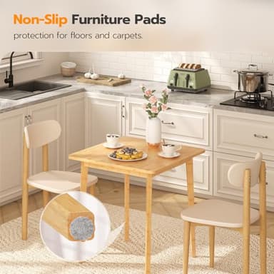 HOOBRO Bamboo Dining Table, Square Dining Table for 2, 27.6" Kitchen Table for Small Space, Writing Table, Easy to Assemble, for Dining Room, Living Room, Office, Kitchen, Natural YL70CZ01G1 - Image 3