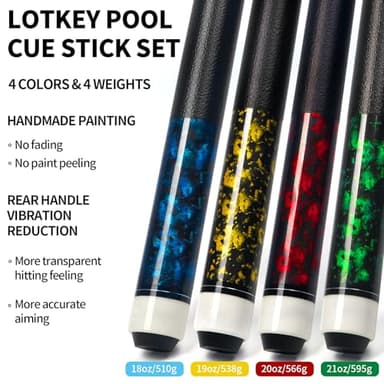 LOTKEY Pool Stick, Pool Cue 58'' 21 oz Cue Sticks with Extra 2 Pool Chalks Canadian Maple Pool Sticks Durable for Professional Billiard Players - Image 7
