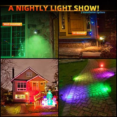 LEREKAM Solar Outdoor,40 LEDs Color Changing RGB Solar Landscape Path Lights,USB & Solar Powered Multicoloured Spotlights,14 Colors Auto Cycling Spotlights for Yard,Garden,2 Pack - Image 3