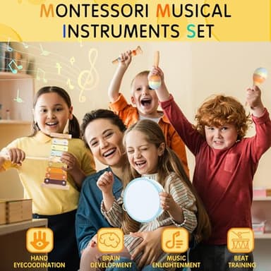 Baby Musical Instruments, Montessori Wooden Toys for Toddlers, Premium Wooden Musical Instrument Set for Kids Preschool Educational, Fun Musical Instruments for Children - Image 3