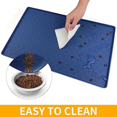 Ptlom Silicone Pet Placemat for Dog and Cat, Waterproof Anti-Slip Pet Feeding Bowl Mats for Food and Water, Small Medium Large Tray Mat Prevent Residues from Spilling to Floor, Navy Blue, 31.5" 23.6" - Image 7