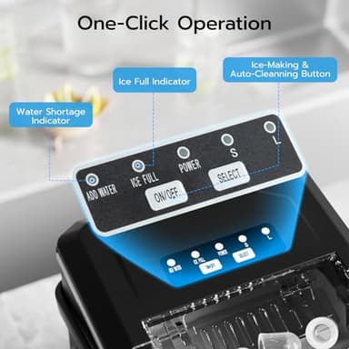 ZAFRO Countertop Ice Maker, 26Lbs/24H, 9 Bullet Cubes in 6 Mins, Self-Cleaning Portable Ice Machine with 2 Ice Sizes (S/L), Quiet Compact Design, Double Handles, for Home, Party, RV, Camping, Black - Image 3