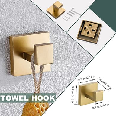 Brushed Gold Bathroom Towel Bar Holder Sets Premium Stainless Steel 4-Piece Bathroom Hardware Set Wall Mounted Bathroom Toilet Paper Holder with Shelf Set. - Image 4