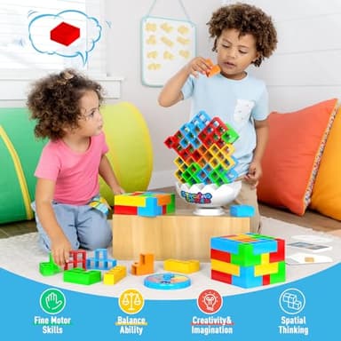 iuuoi 70Pcs Tetra Board Game for Kids & Adults 4-8 8-12, Team Building Blocks Stacking Game, Stacking Balance Toy for Family Friend, 2 Players+ Family Games - Image 2