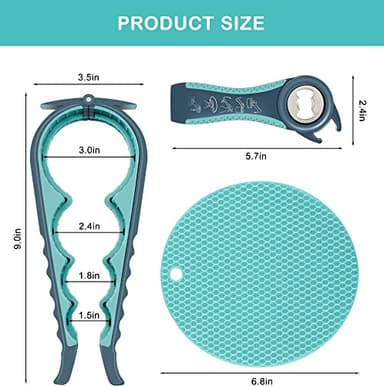 Jar Opener for Weak Hands, Seniors with Arthritis, 5 in 1 Multi Function Bottle Opener Lid Opener For Arthritic Hands with Non Slip Rubber Jar opener Gripper Pad - Image 6