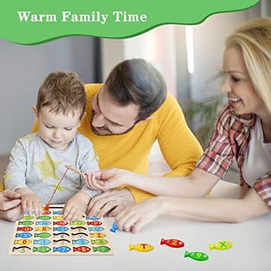 Magnetic Wooden Fishing Game Toy for Toddlers, Alphabet Fish Catching Counting Games Puzzle with Numbers and Letters, Preschool Learning ABC Math Educational Toys 3 4 5 Years Old Girl Boy Kids - Image 7