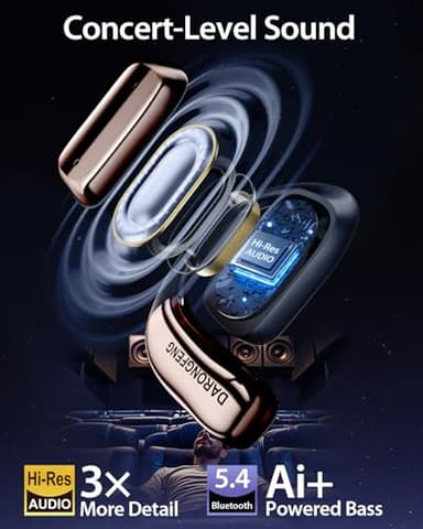 DARONGFENG Open Ear Wireless Bluetooth Headphones, Pain-Free Air Conduction Ear Buds with LED Digital Display Charging Case, Sweat Resistant for Running, Safe Driving, and Extended Daily Use - Image 3