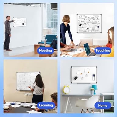 VUSIGN 48" x 36" Large Magnetic Whiteboard for Wall, Dry Erase Board with Silver Frame, Wall Mounted White Board for Classroom, Office, Home – Includes Markers, Magnets & Eraser - Image 7