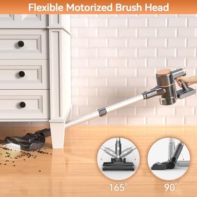 N8 Cordless Vacuum Cleaner,Lightweight Stick Vacuum with Powerful Suction,2200mAh Battery,40 Mins Runtime,Self-Standing,Rechargeable Vacuum Cleaners for Home Hardwood Floor Carpet Pet Hair (Gold) - Image 5