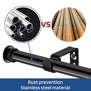Standard Decorative Window Curtain Rods 30 to 88 Inch,5/8 Inch Diameter Small Curtain Rod Set, Heavy Duty Drapery Rods with Brackets Black - Image 4