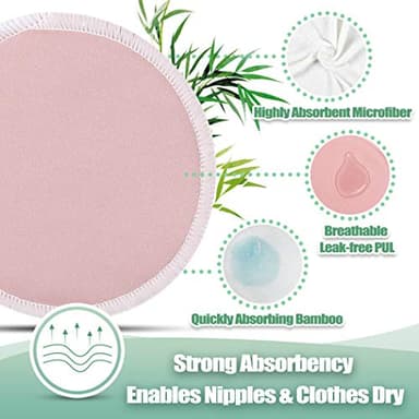 wegreeco Nursing Breast Pads (14 Pack) + Laundry Bag & Travel Storage Bag, 4.7 inch Option - Washable & Reusable Breastfeeding Nursing Pads (Mild, Large) - Image 4
