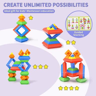 Ci Vetch Blocks Building Toys for Toddlers 1-3 3-5, Pyramid Stacking Blocks Preschool Educational Toys for Ages 2 3 4 5 6 Boys & Girls Learning Stem Sensory Toys Kids Birthday, 45PCS - Image 5