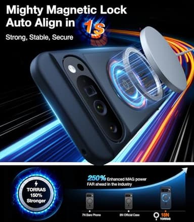 TORRAS Magnetic Shockproof for Google Pixel 9 Pro XL Case, [Fit for MagSafe][16FT Mil-Grade Drop Protection] Translucent Protective Anti-Fingerprint Anti-Scratch Case for Pixel 9 Pro XL, Black - Image 2