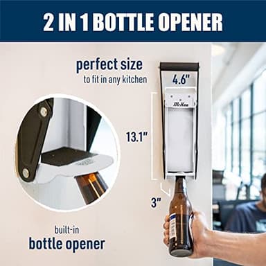 Mckay 16 Oz. Metal Can Crusher, Can Crusher Wall Mounted, Can Crushers for Recycling Wall-Mounted Smasher for Aluminum Seltzer, Soda, Beer Cans and Bottles, Gadgets for Home - White - Image 3