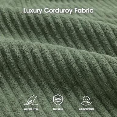 DreamDashio Futon Sofa Bed, 69 inch Futon Couch with Adjustable Backrest, Corduroy Convertible Sleeper Sofa Bed, Folding Sleeper Recliner for Apartment, Living Room, Office, Green - Image 4