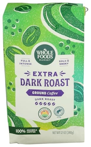 Whole Foods Market, Extra Dark Roast Ground Coffee, Full & Intense, Bold & Smoky, 12 Ounce - Image 1