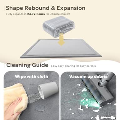 Large Thick 1.3" Thick Baby Play Mat for Floor, Padded Foam 79x71 Playpen Mat for Tummy Time, Soft Velvet for Babies, Toddlers, Infants, Kids, Baby-Safe & Non-Slip for Crawling, Gray - Image 6