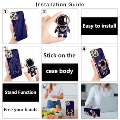 Pepmune for iPhone 16 Pro Max Case, Cute 3D Astronaut Stand with [2 Screen Protector] [Camera Protection] Kickstand Shockproof Silicone Soft Cover for Apple iPhone 16 Pro Max Phone Case, Royal Blue - Image 6