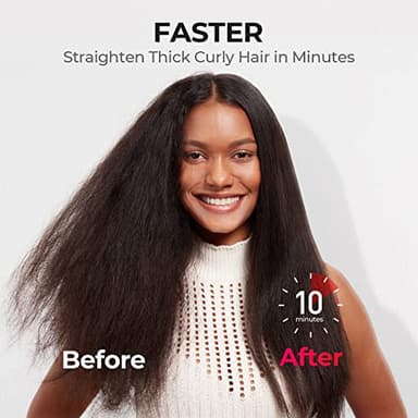 TYMO Hair Straightener Brush - Upgraded Ionic Plus Straightening Brush with Dense Bristles, 16 Temps, Dual Voltage | Ceramic Hot Comb for Women | Flat Iron for Thick Curly Hair, Black - Image 4