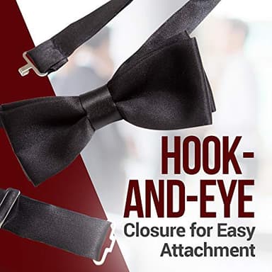 HOLD'EM Bow Tie For Mens Satin look Solid Color Adjustable Pre-tied - Men Grey - Image 3