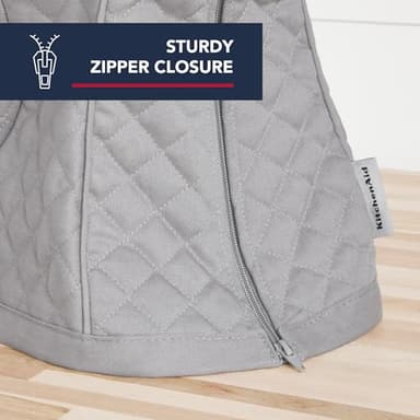 KITCHENAID Fitted Tilt-Head Stand Mixer Cover with Storage Pocket, Quilted 100% Cotton,14.4"x18"x10", Grey - Image 3