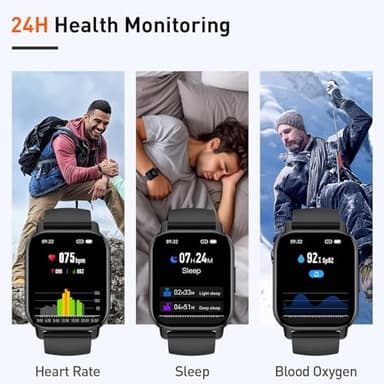 Smart Watch, 1.95" Smartwatch for Men Women(Answer/Make Call), 2025 Fitness Watch with 110+ Sports Modes/Heart Rate/Pedometer/Sleep Monitor, IP68 Waterproof Fitness Activity Tracker for Android iOS - Image 3