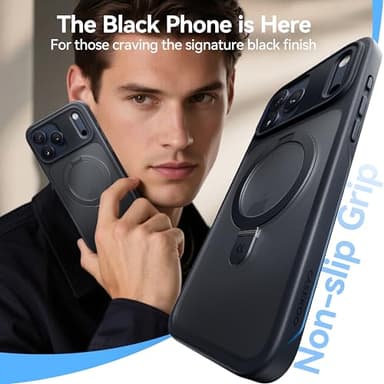 CASEKOO for iPhone 17 Pro Case with Magnetic Ring Stand [Camera Protection][Military Drop Protection][Fit for MagSafe] Translucent Matte Slim Phone Cover for iPhone 17 Pro Case 6.3", Black - Image 7
