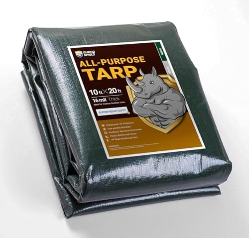 GUARD SHIELD Super Heavy Duty Green/Silver Poly Tarp Cover 10x20 Feet Waterproof 16mil Thick UV and Tear Resistant Tarpaulin with Grommets and Reinforced Edges - Image 1