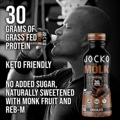 Jocko Mölk 30g Grass Fed Protein Shakes – No Added Sugar Protein Drinks KETO Friendly - Ready to Drink 12 FL Oz (Pack of 12) Chocolate - Image 3