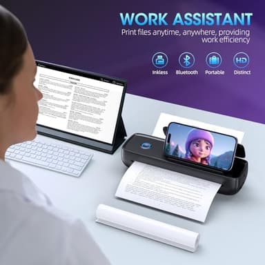 Inkless Portable Printer Wireless for Travel - 504DPI High Resolution, Thermal Mini for A4/A5/US Letter, Bluetooth & USB, Sex Toys Dildo,Lightweight Wireless Printer for Home/Office, Black - Image 7