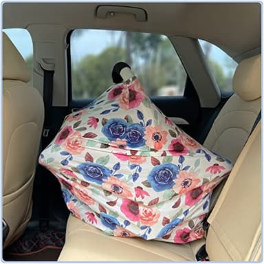 Car Seat Covers for Babies - Multi- use Nursing Carseat Canopy, Breastfeeding Covers, Baby Shower Gifts for Boys and Girls (Colourful Rose) - Image 4