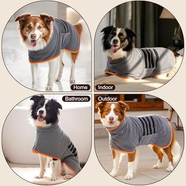 HezzLuv Microfibre Dog Bathrobe Towel Wrap Super Absorbent Dog Drying Coat Bath Robe for Puppy, Medium & Large Dogs, Fast Drying, Adjustable - Image 7