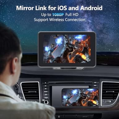 Gegaibe Wireless Car Stereo with Apple CarPlay/Android Auto, Portable Touch Screen Car Radio Multimedia Player with Bluetooth, Backup Camera, Navigation, Mirror Link for All Vehicles - Image 3