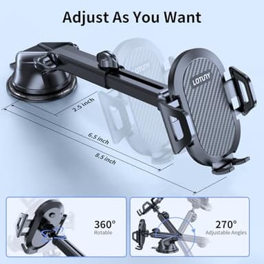 LOTUNY Phone Holders for Your Car Upgraded Car Phone Holder Mount Hands Free Universal Automobile Cradle for Dashboard Windshield, Compatible with iPhone Samsung Google and All Phones - Image 3