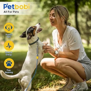 Petbobi Dog Tie-Out Cable and Stake - 20ft Heavy Duty Cable with Spring, No Tangle, 16in Ground Stake, Ideal for Yard, Camping and Beach, Suitable for Small Medium Large Dogs Up to 120 lbs, Blue - Image 6