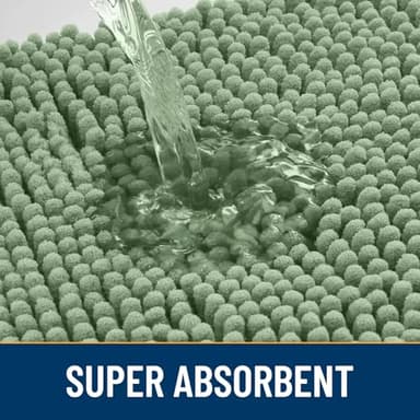 Smiry Dog Door Mat for Muddy Paws 48x30, Absorbs Moisture and Dirt Doormat, Non-Slip Washable Quick Dry Chenille Front Door Mat Indoor Entrance, Entryway Carpet for Inside Floor, Olive Green - Image 4