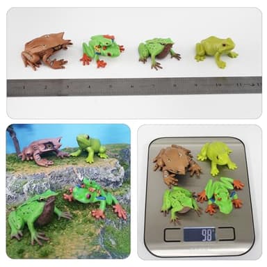 Wildlife Animal Frog Model Playsets 4 PCS Red Eye Tree Frog Triangular Leaf Frog Figures Figurine Family Party Favors Supplies Cake Toppers Set Toys for Boys Girls Kid Toddlers - Image 6