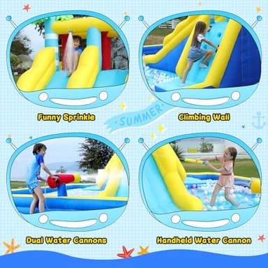 ELEMARA 20.66x16.4FT Inflatable Water Slide for Big Kids, Water Park for Kids Backyard with Large Double-Layer Pool,3 Extra-Long Slides,Climbing Wall, 2 Water Cannons, Water Spraying, 750W Air Blower - Image 3