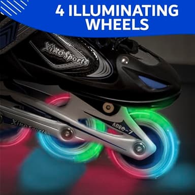 XINO SPORTS Adjustable Inline Skates for Girls - Illuminating LED Light-Up Wheels, Comfortable and Durable Design for Indoor and Outdoor Skating, Great for Beginners (Blue, Medium 1-4) - Image 4