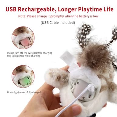 Gigwi Interactive Flapping Cat Toys Catnip, Electronic Flappy Toys Motion Activated, Automatic Cat Toys for Indoor Cats, USB Rechargeable Cat Enrichment Toy for Hunting and Kicker, Bird Prince - Image 6