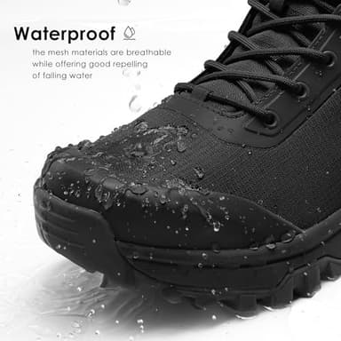 Coostar Tactical Boots for Men Lightweight Military Combat Boot Side Zipper Motorcycle Hiking Work Boots Waterproof 8 Inches Black Size 9.5 - Image 3
