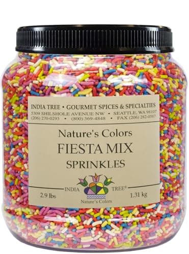 Bright Rainbow Sprinkles – Vegan, Non-GMO, Dye-Free, Allergen-Free, Plant-Based Colors, 2.9 lb Canister – India Tree Nature’s Colors Fiesta - Image 1