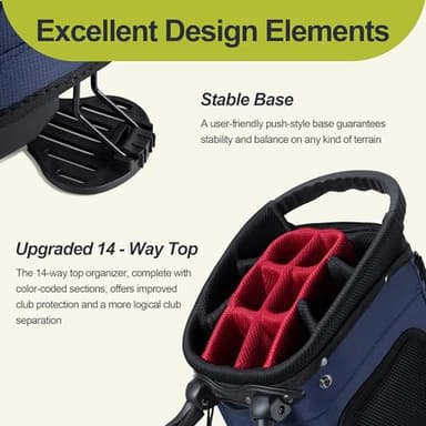 GoHimal 14 Way Golf Stand Bag, Golf Bags for Men with Stand, Top Dividers Ergonomic with 10 Pockets - Image 3