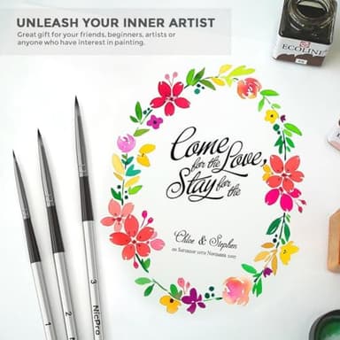 Nicpro 10 PCS Watercolor Paint Brushes, Round Tip Artist Painting Brush Set for Watercolor, Acrylic, Gouache, Inks, Oil and Tempera, 10 Sizes Detail Paint Brush for Fine Art, Craft, Paint by Number - Image 4