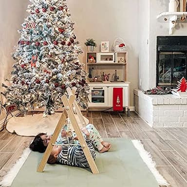 Wooden Baby Gym with 6 Gym Toys, Foldable Baby Play Gym, Natural Pine Wood Play Gym, Frame Activity Center Hanging Bar, Wooden Play Gym - Image 6