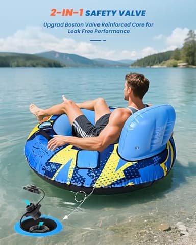 SULDUO 53" Heavy Duty River Tube with Premium Canvas Cover, Inflatable Water Tubes for Floating, Tubing Floats for River Pool Lake, River Rafts with 2 Cup Holders, 2 Grip Handles for Adults - Image 6