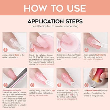 modelones Dip Powder Liquid Set 4+4 Pcs, Dip Powder System Set with Base Coat/Top Coat/Activator/Brush Saver/Manicure Tools for Nail Kit Art DIY Salon - 15ml/0.5oz - Image 8