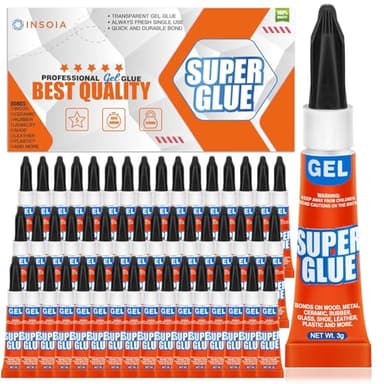 Super Glue Gel Clear Non-Drip, 48 X 3g All Purpose Strong Adhesive Ca Glue Quick Dry Instant Glue for Plastic, Metal, Ceramic, Shoe, Wood, Leather, Model, Aquarium, Rhinestone, Jewelry and DIY Crafts - Image 1
